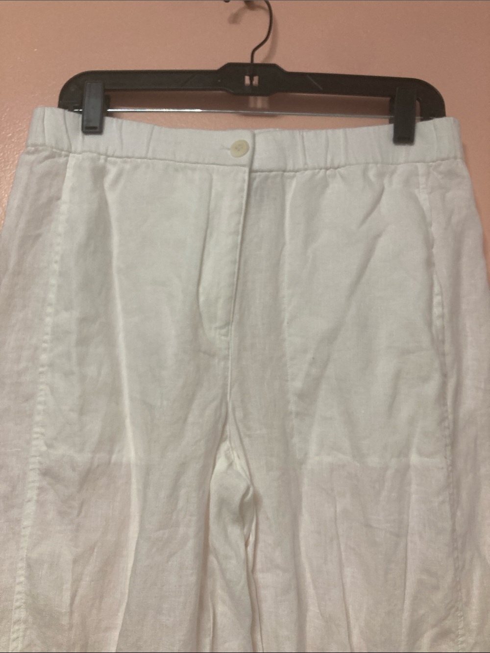 Eileen Fisher Womens Size S White Organic Linen Wide-Leg Trouser Pants - Picture 3 of 16